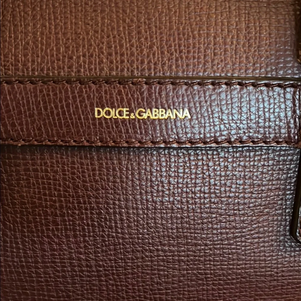 Dolce & Gabbana Mediterraneo Bordeaux Brick Red Laptop Bag Structured Design EUC
